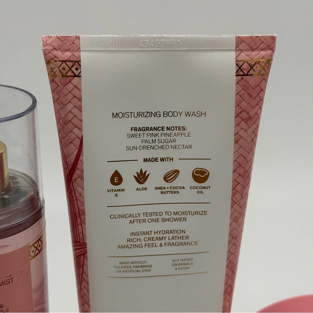 Bath and Body Works Pink Pineapple Sunrise Spray Body Wash and Body Butter NWT